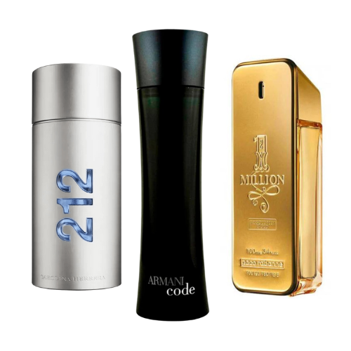 Combo 3 Perfumes 212 Men NYC, Paco Rabanne One Million, Armani Code Homme (Eau de Parfum)