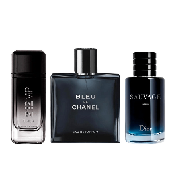 Combo de 3 Perfumes| Bleu de Chanel | Sauvage | 212 VIP Black (100ml)